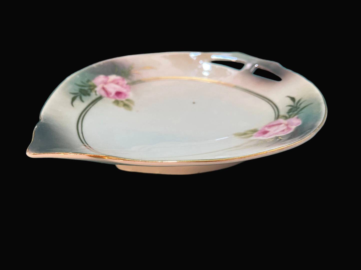 Antique Porcelain Leaf Shaped Trinket Dish