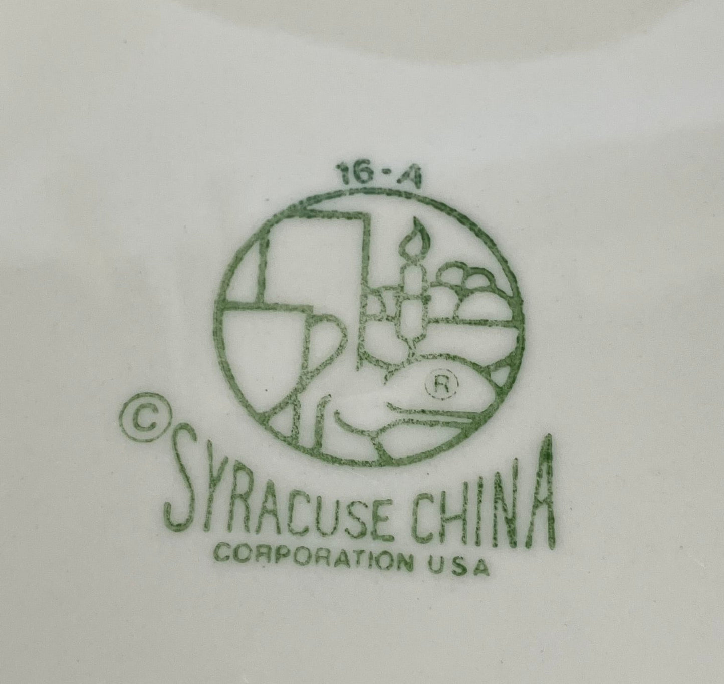 Vintage Syracuse China Restaurant Ware Dinner Plate, Pink Airbrushed Rim, Scalloped Edge