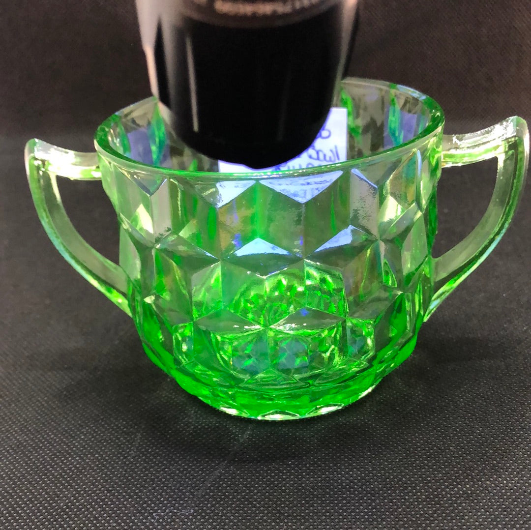 Uranium Green Glass Sugar Bowl