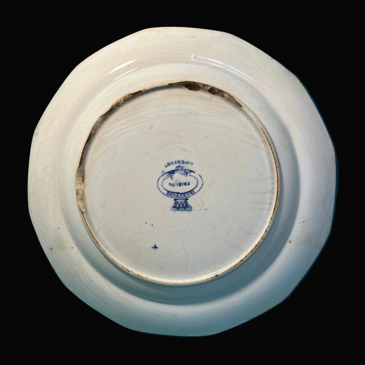 Antique Davenport Friburg Blue Transferware Plate for Display