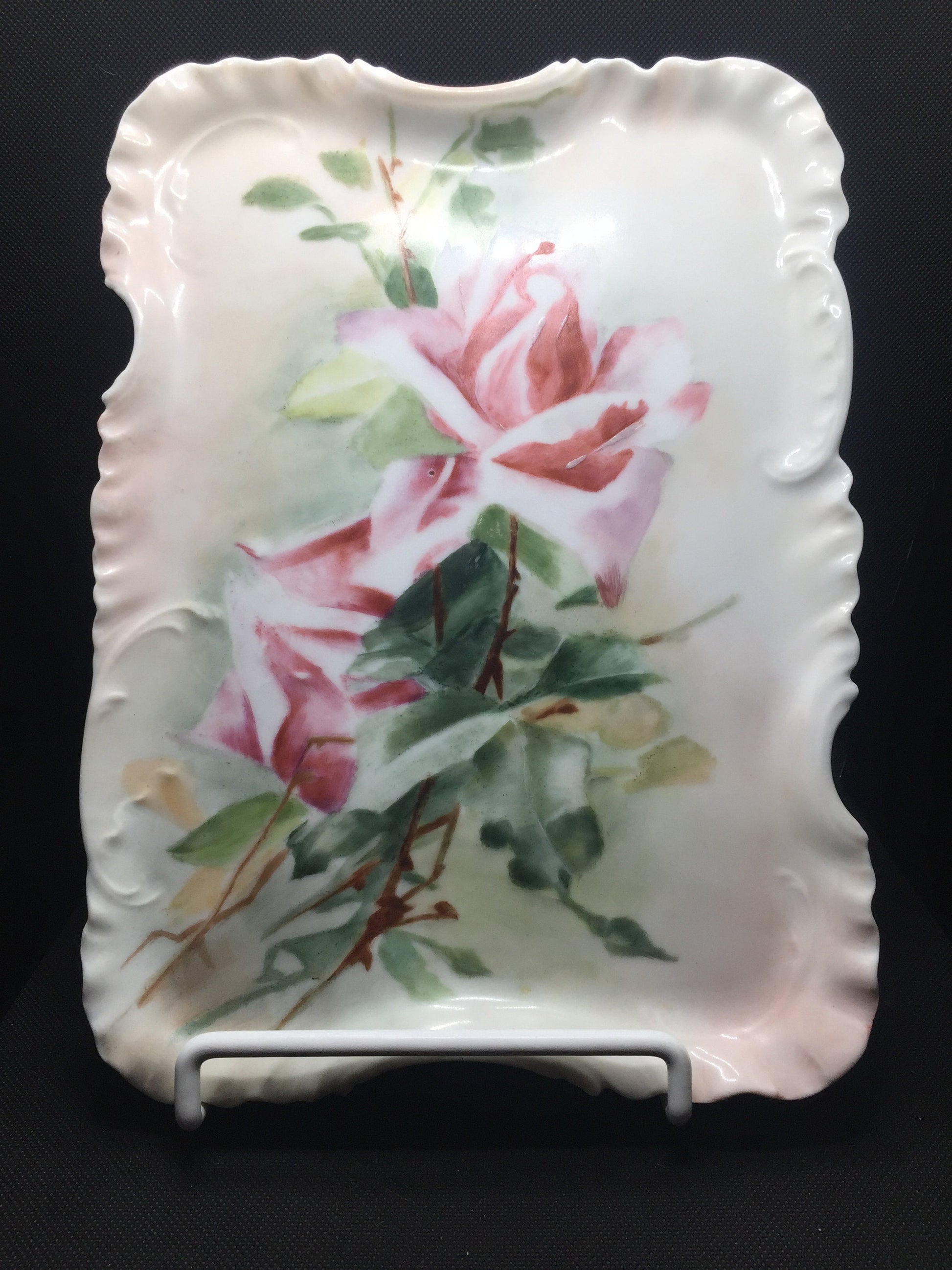 Dresser Tray by HCL of France with Roses Pink and Green