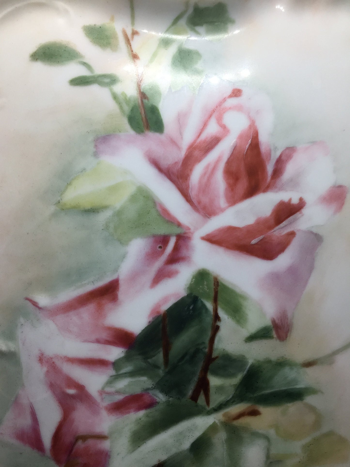 Dresser Tray by HCL of France with Roses Pink and Green Close Up