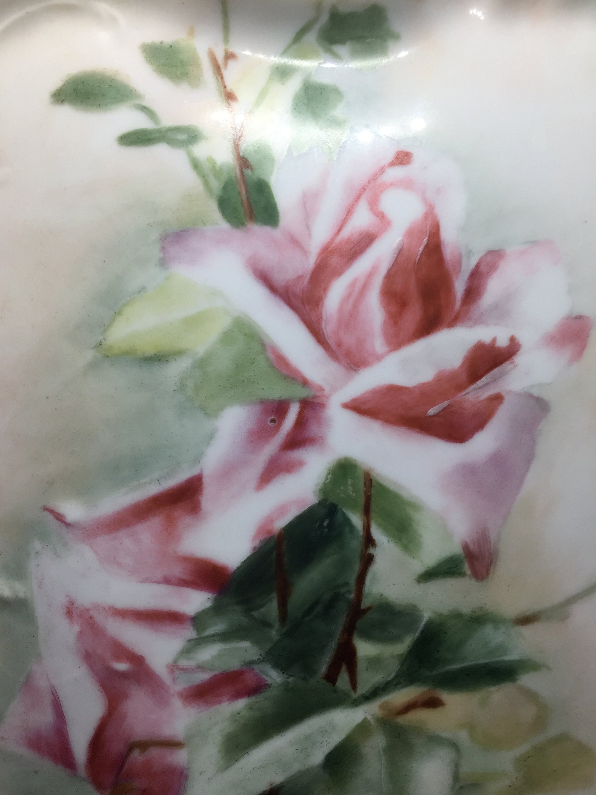 Dresser Tray by HCL of France with Roses Pink and Green Close Up