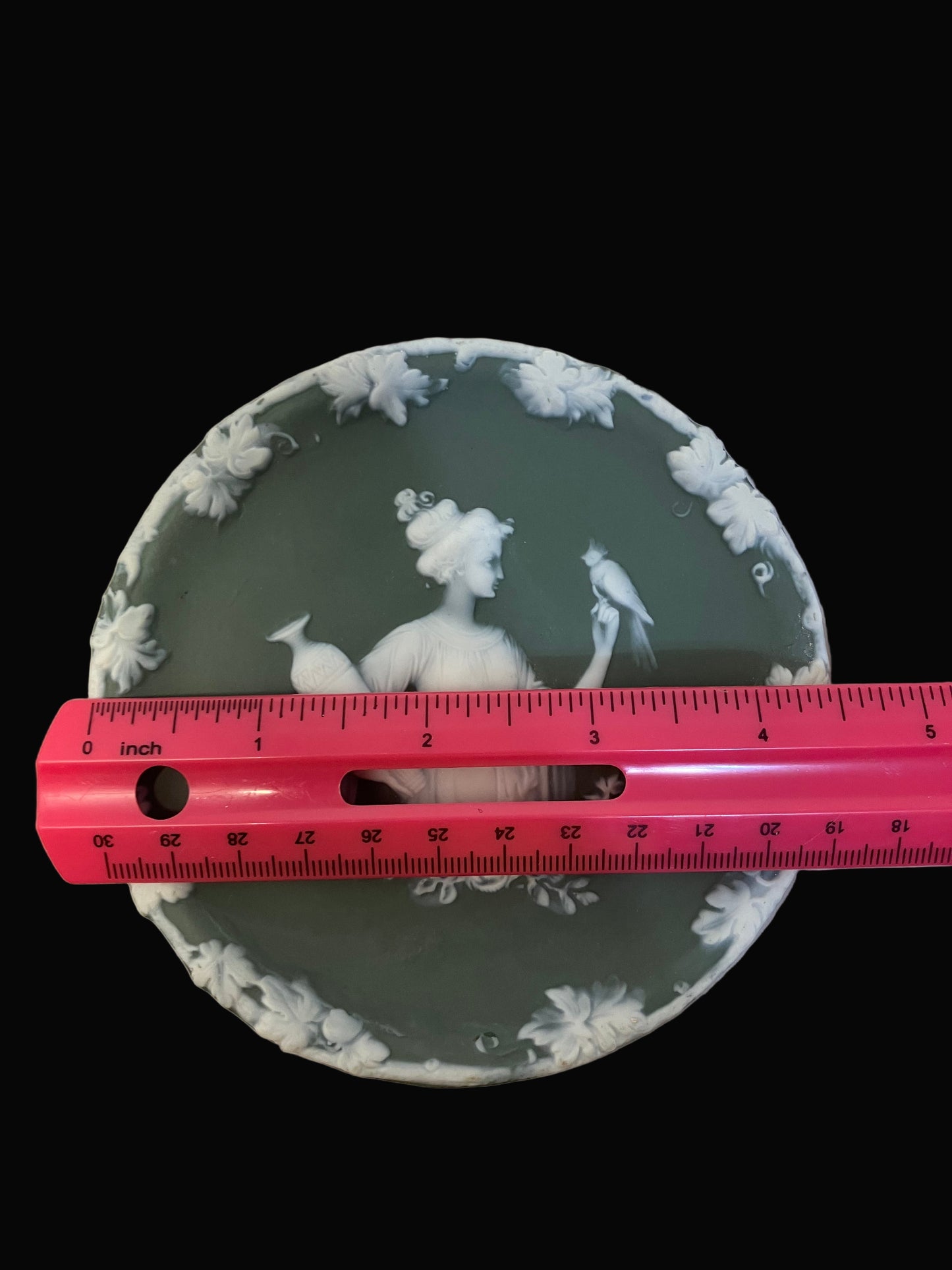 Antique Schafer & Vater Green Jasperware Plate