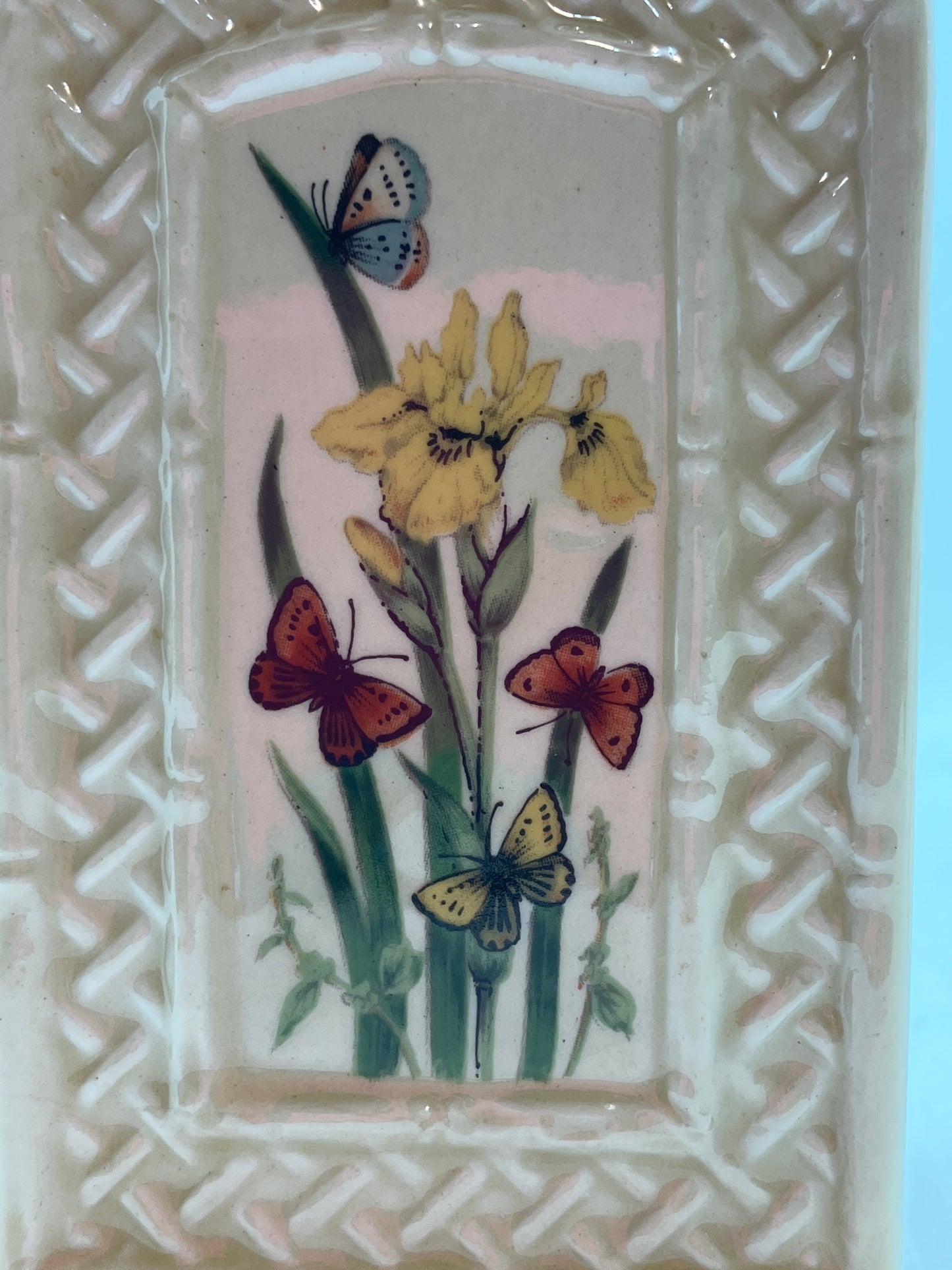 Vintage 1970s Enesco Japan Butterfly Garden Trellis Salt & Pepper Shakers