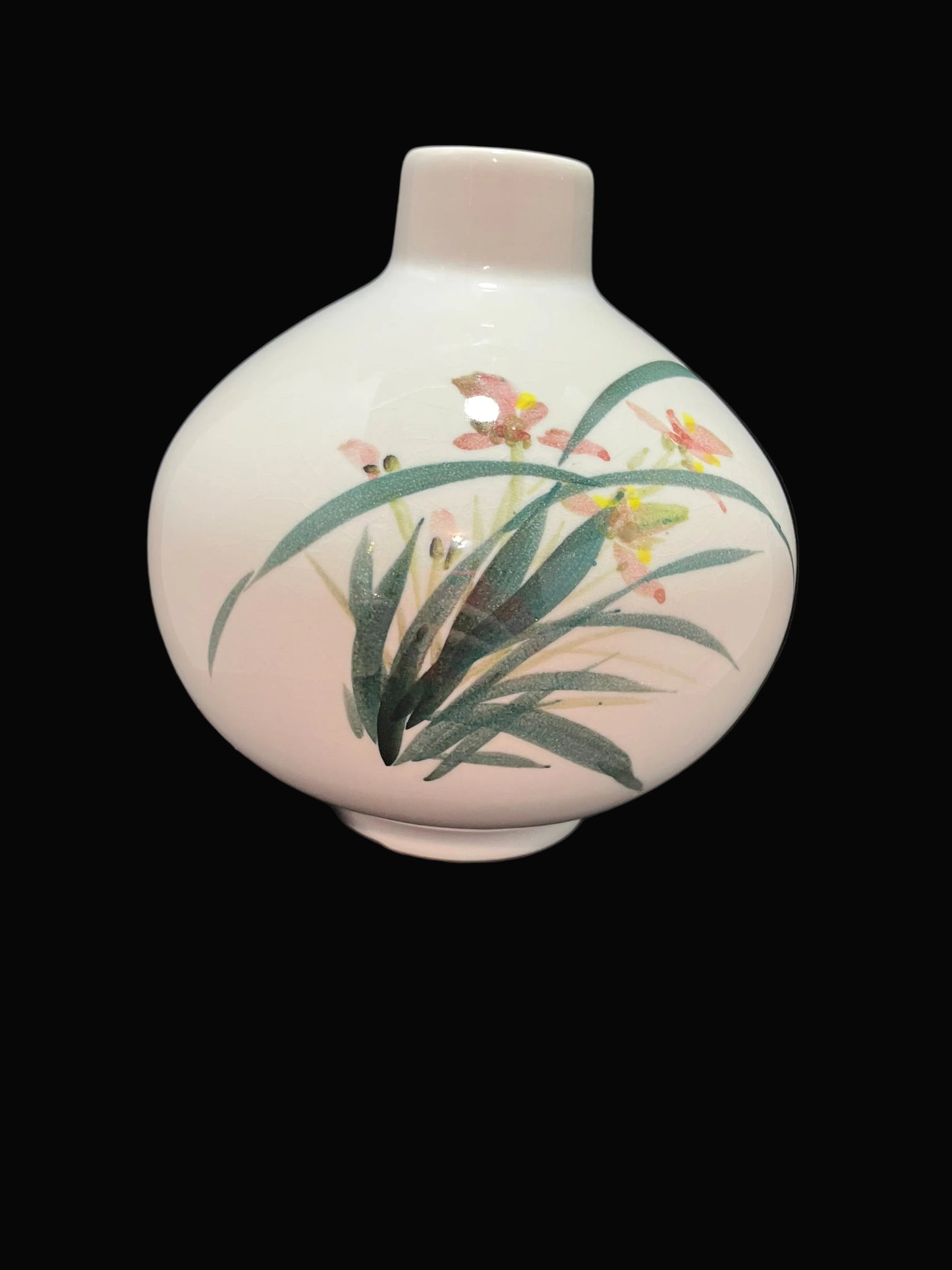 Vintage Asian Porcelain Vase – Watercolor Floral Design