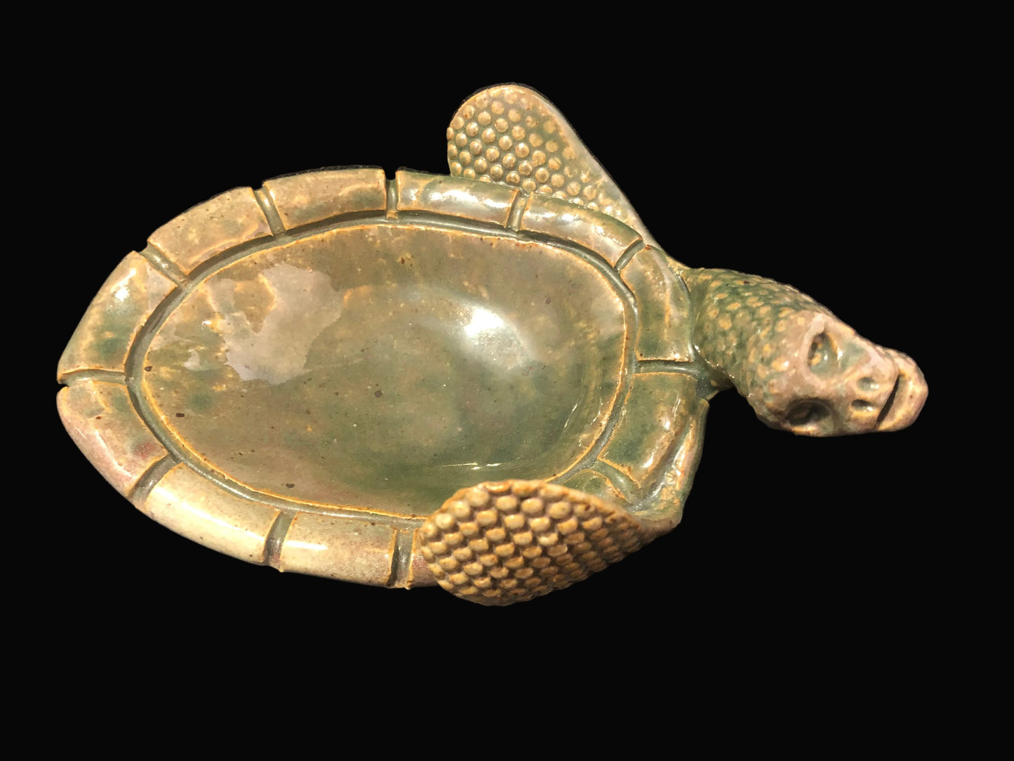 Vintage Sea Turtle Trinket Dish Handcrafted Pottery Soap Dish One of a Kind Oddity