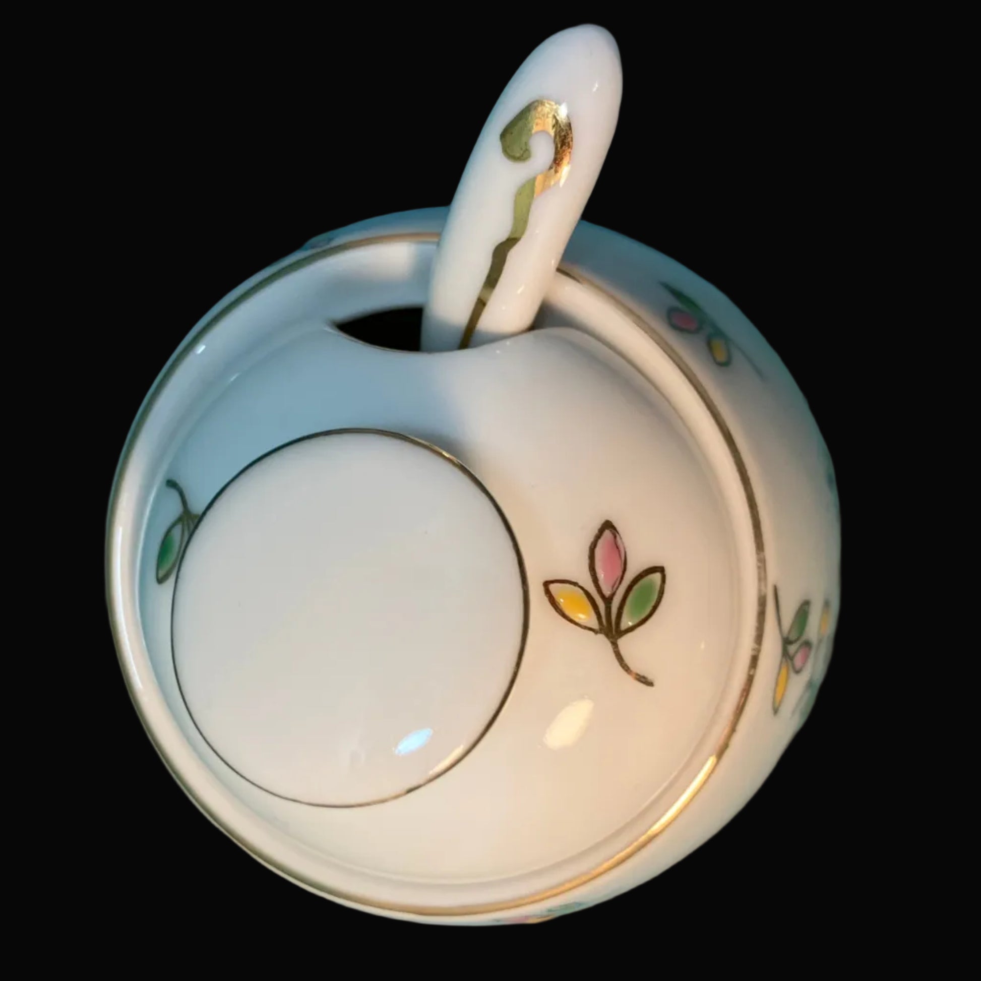 vintage mustard jar with spoon