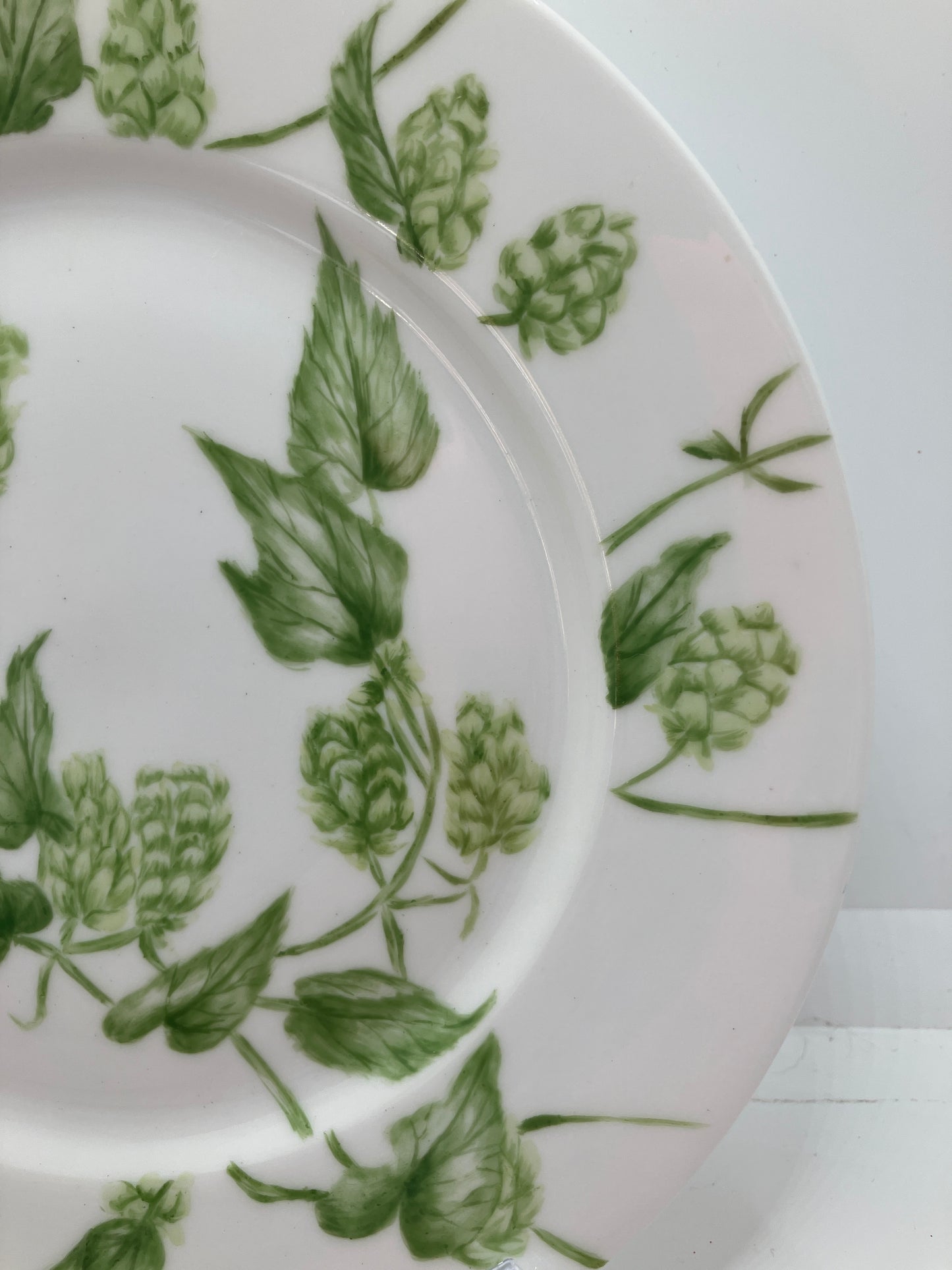 Antique Limoges Plate - Lewis Straus & Sons - Hops Design in Green - 8.5 Inches