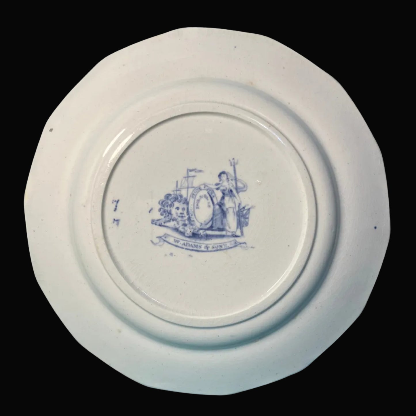 Very Rare Antique W. Adams & Sons “Isola Blue” Dessert Plate