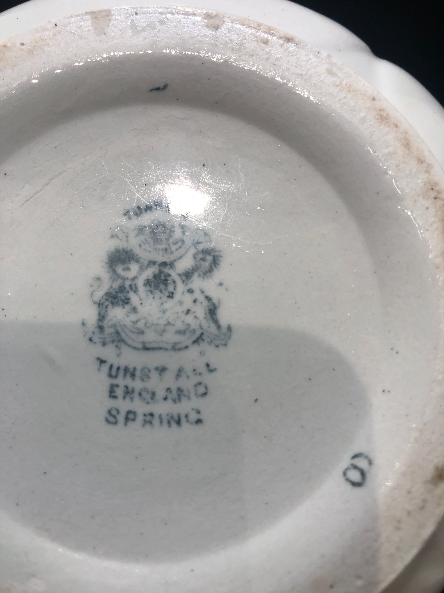 Farmhouse and Cottage Core Antique Teapot Ironstone English Tunstall Spring Makers Mark Close Up