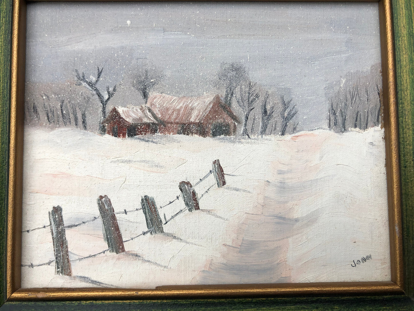 Farmhouse wall art mini painting of landscape with barn