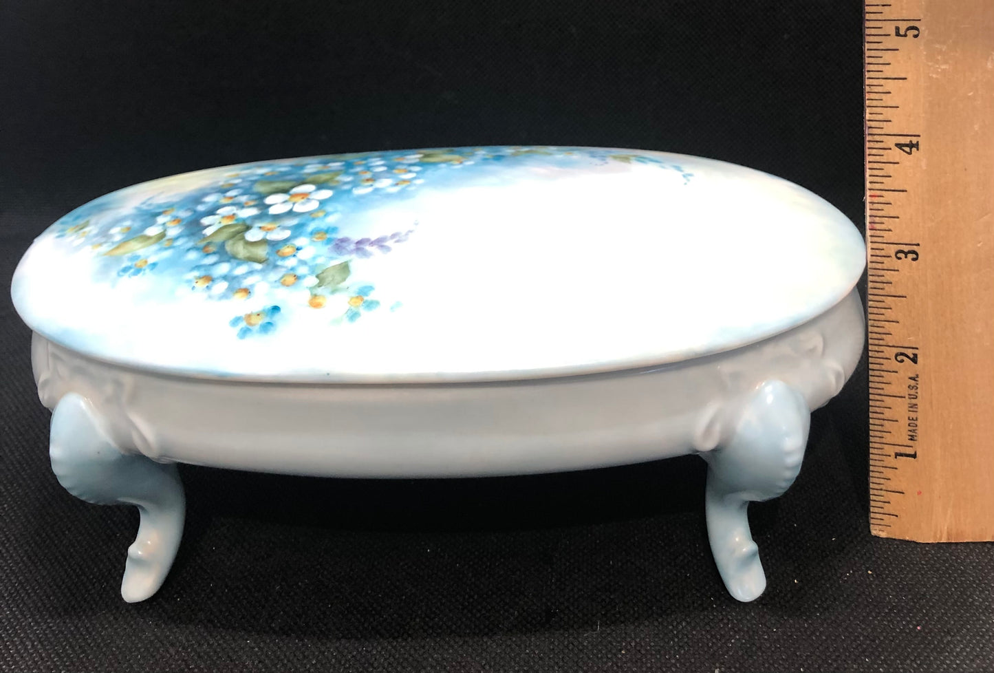 Antique Hand Painted Porcelain Jewelry Box-Trinket