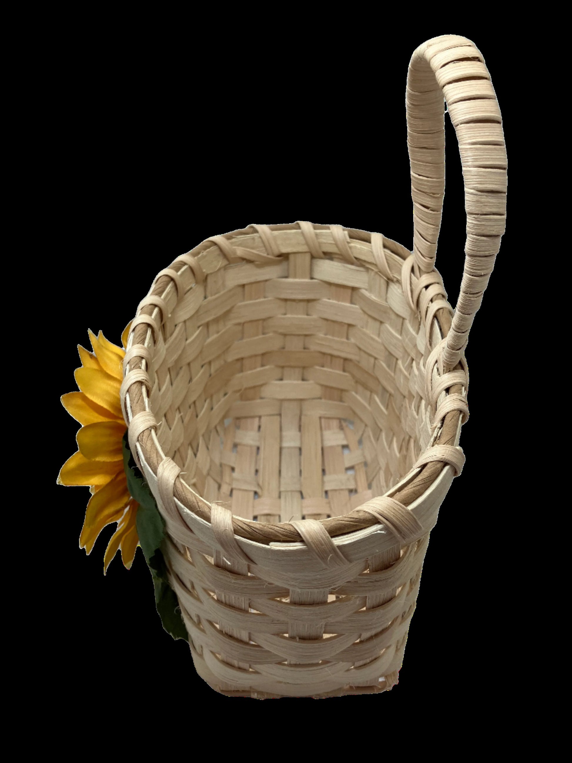 Hanging Basket with Sunflower Handwoven Sideview