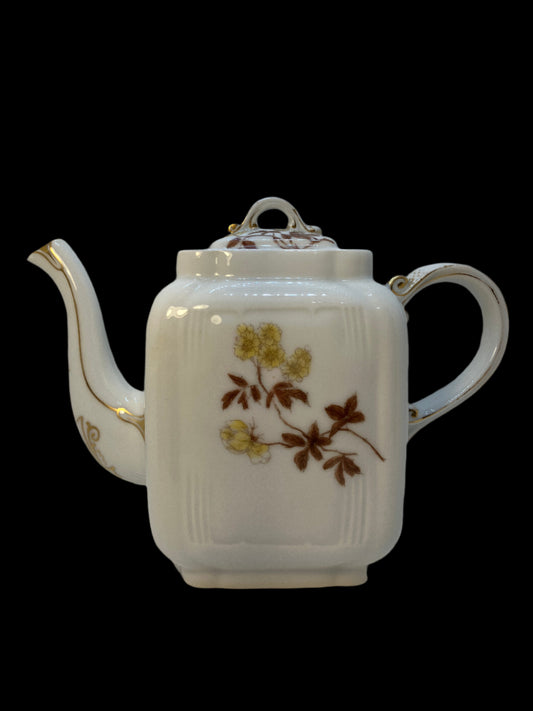 Haviland Limoges CFH/GDM Teapot – Yellow Floral, Square Body
