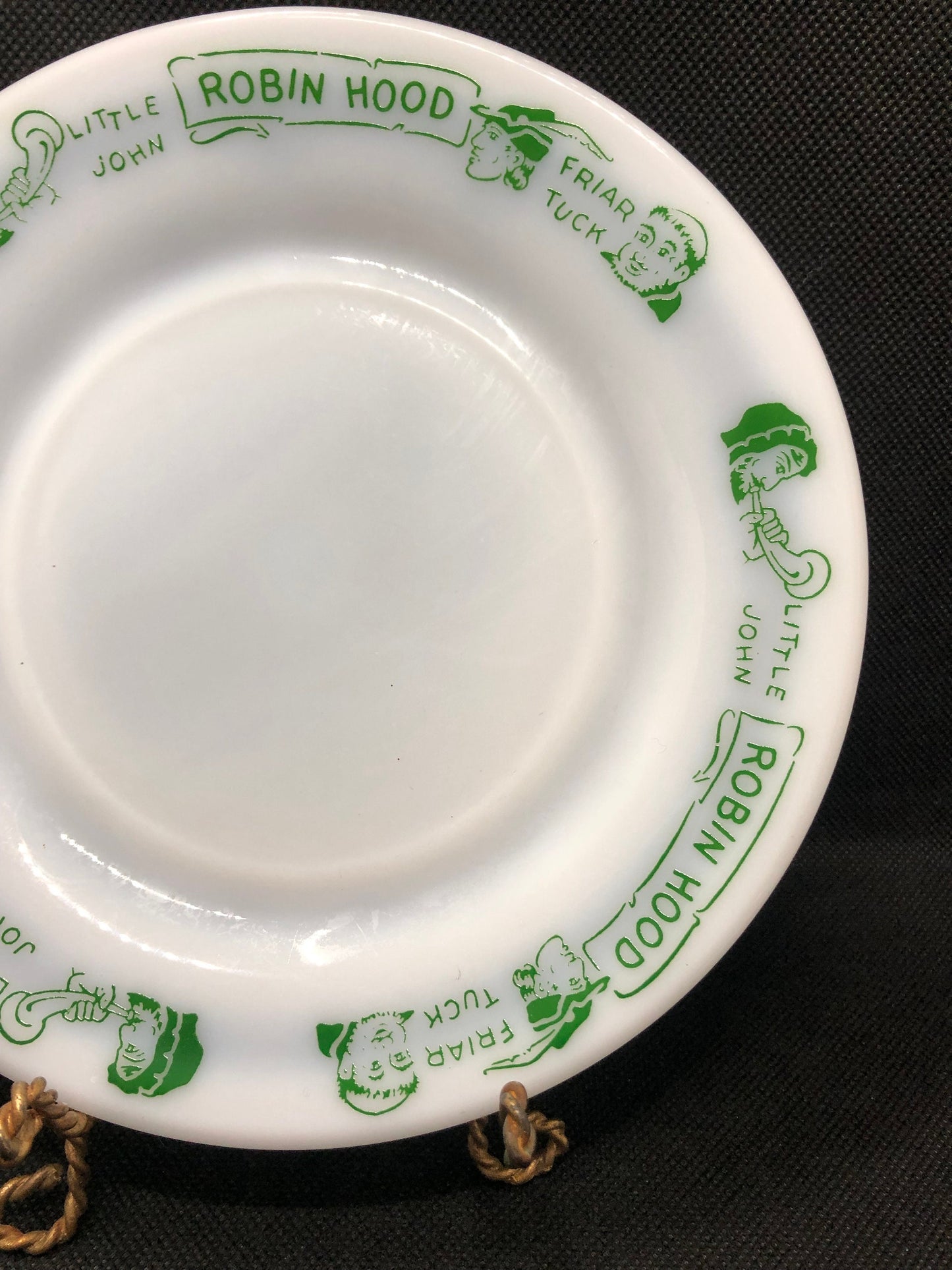 Hazel Atlas Robin Hood Milk glass Plate Side