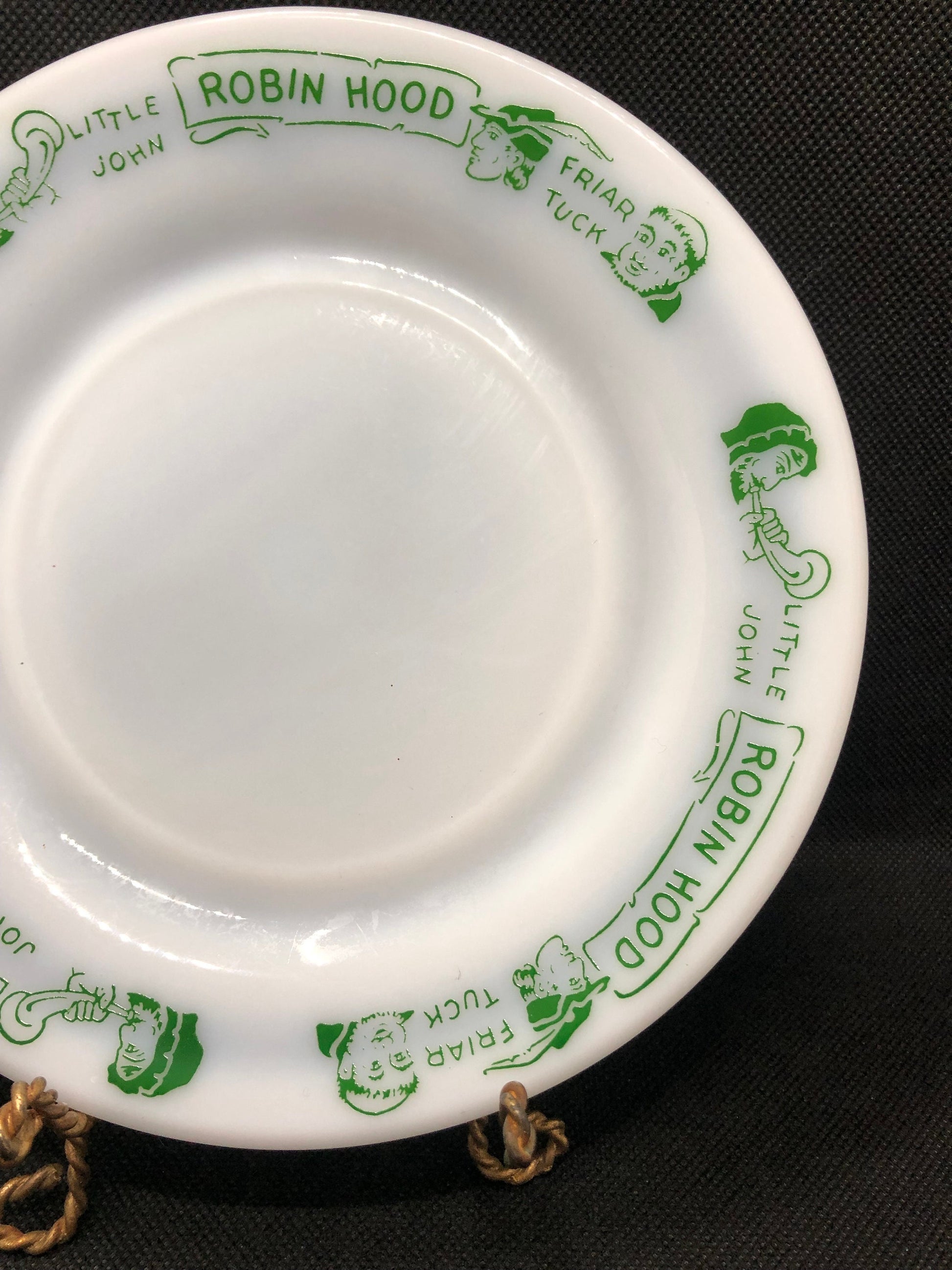 Hazel Atlas Robin Hood Milk glass Plate Side