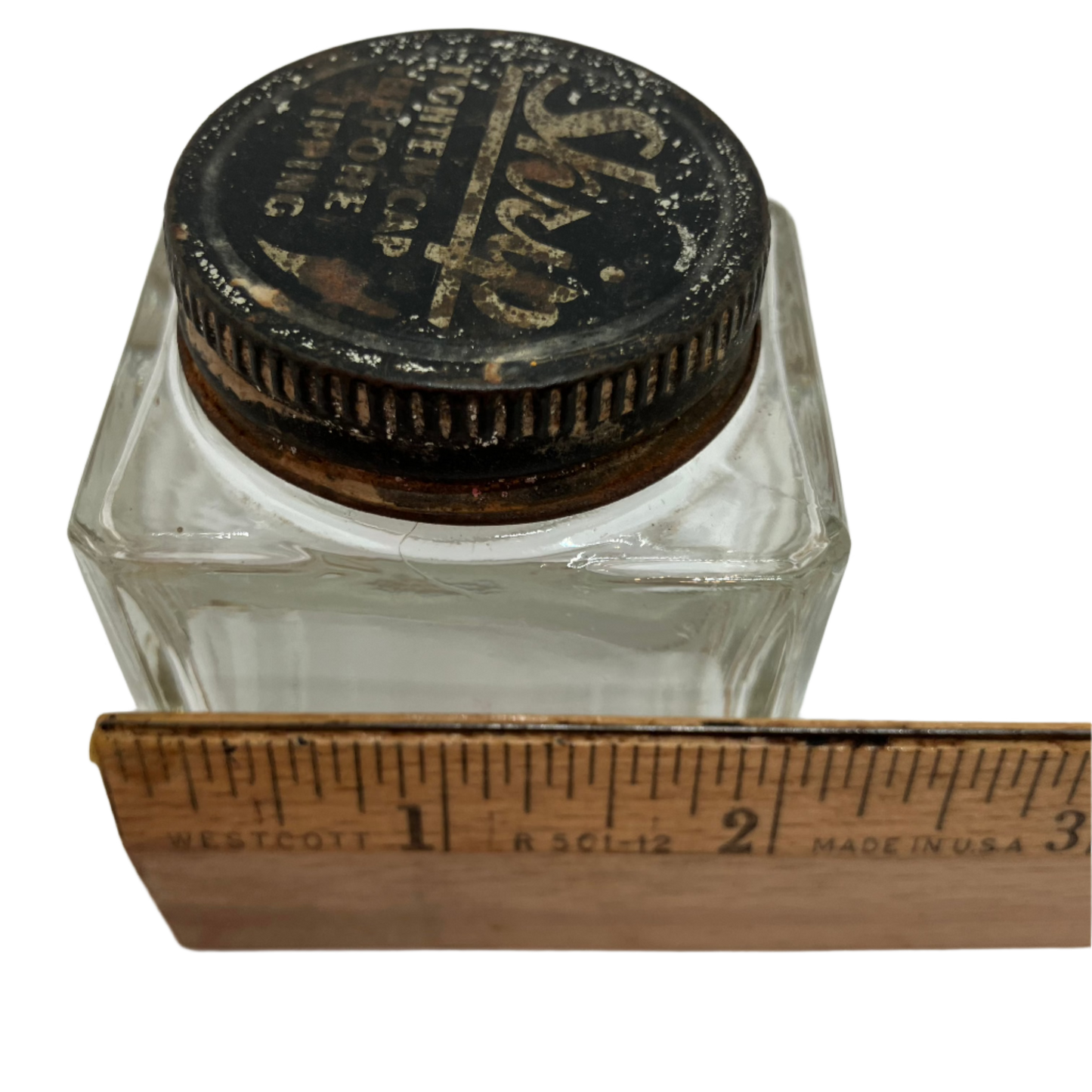 Vintage Square Glass Ink Bottle – Skrip Lid, 1930s-1950s