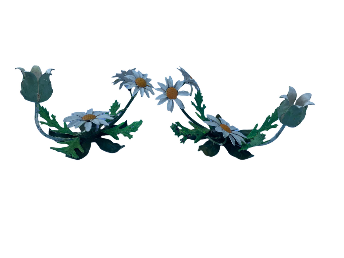 Rare Vintage Mid Century Italian Tole Daisy Candle Holders – Set of 3