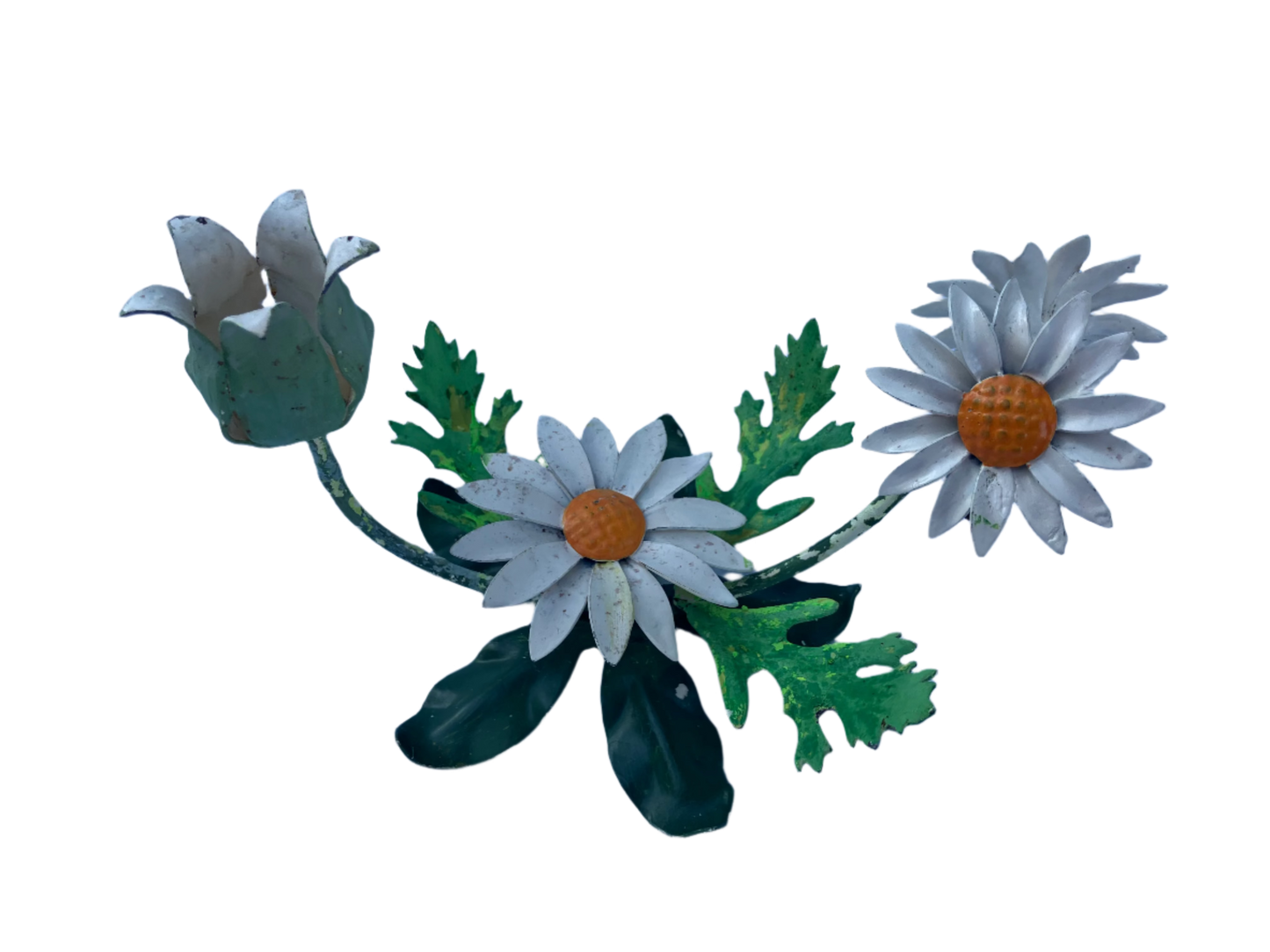 Rare Vintage Mid Century Italian Tole Daisy Candle Holders – Set of 3