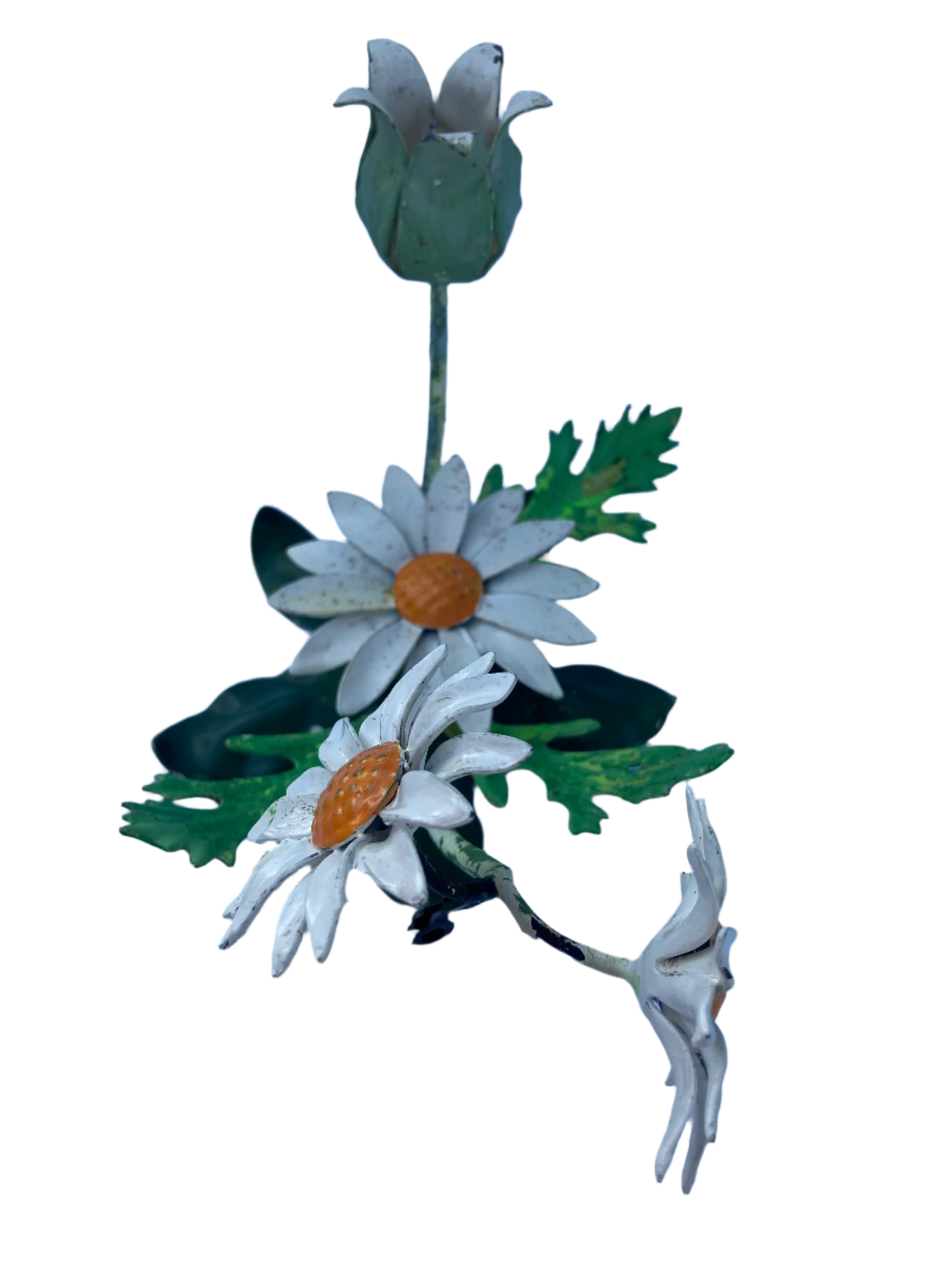 Rare Vintage Mid Century Italian Tole Daisy Candle Holders – Set of 3