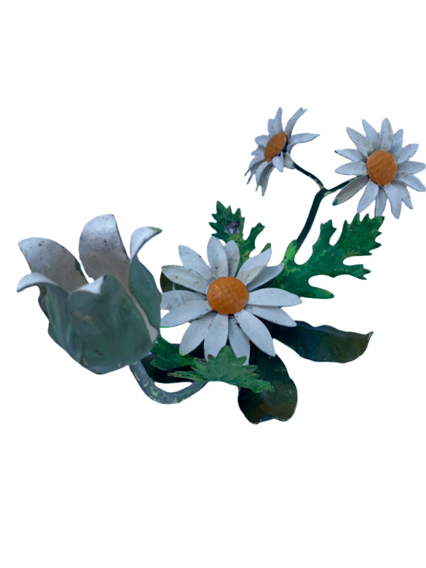 Rare Vintage Mid Century Italian Tole Daisy Candle Holders – Set of 3