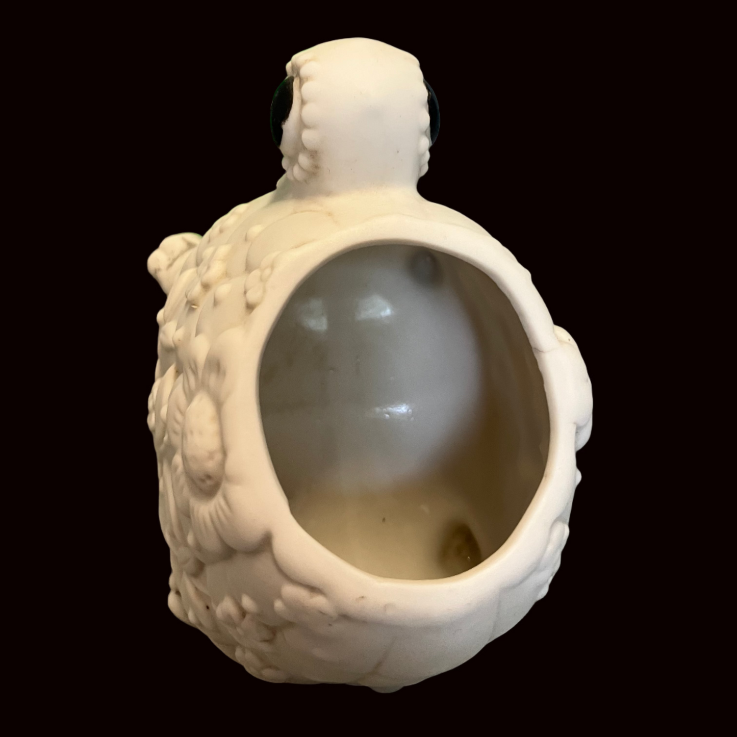 Vintage Ceramic Turtle Planter – Mid Century White and Black