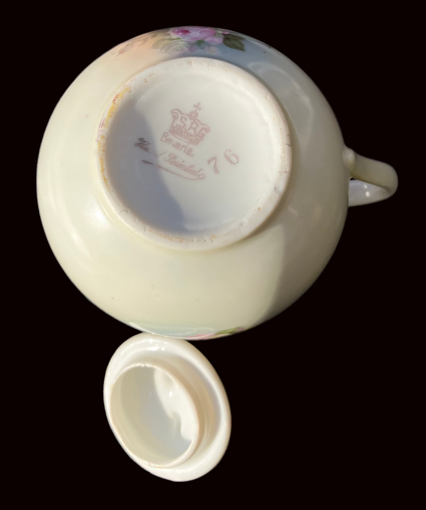 Antique Bavaria Handpainted Covered Creamer  - PSAG Crown Mark