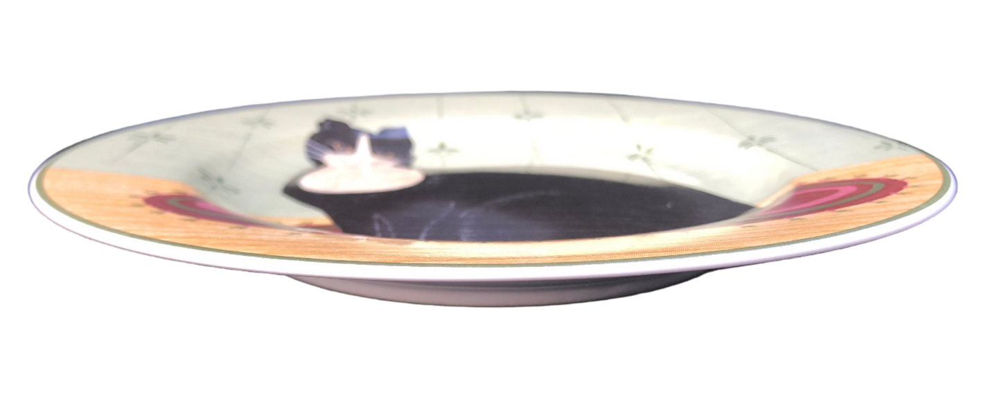 Warren Kimble Sakura Stoneware Cat Plate – Tuxedo Cat – Primitive Folk Art – 8 inch