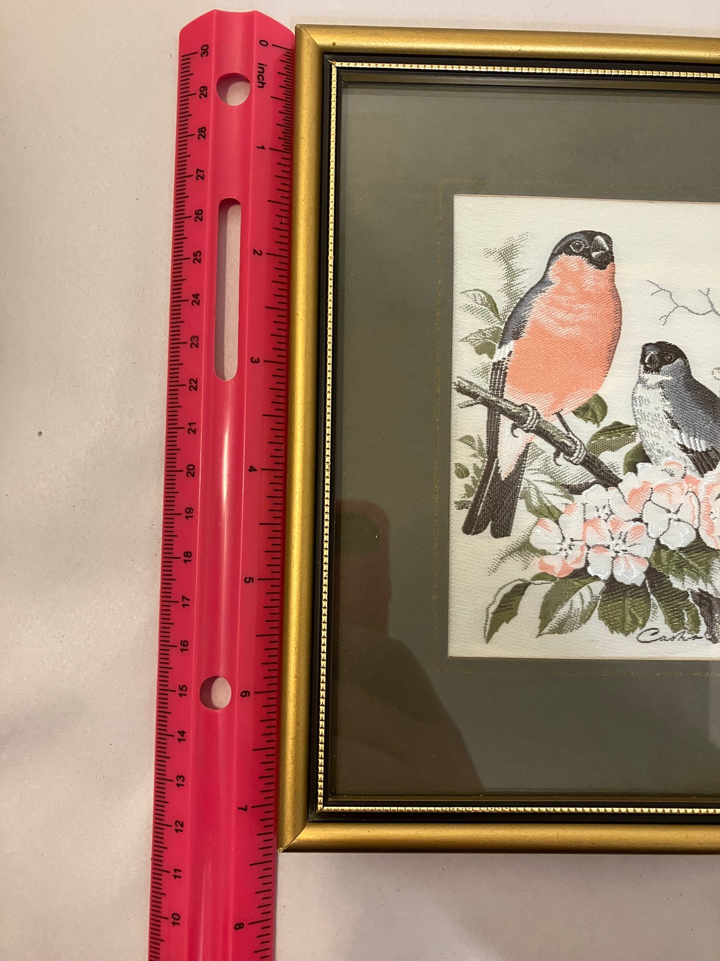 Vintage Cash’s Woven Silk Picture – Bullfinch on Floral Branch