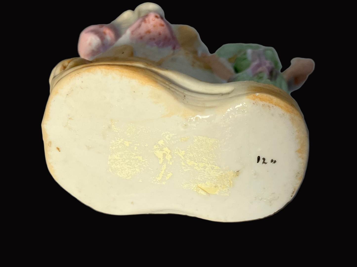 Antique Bisque Art Nouveau Vase with Woman and Flower