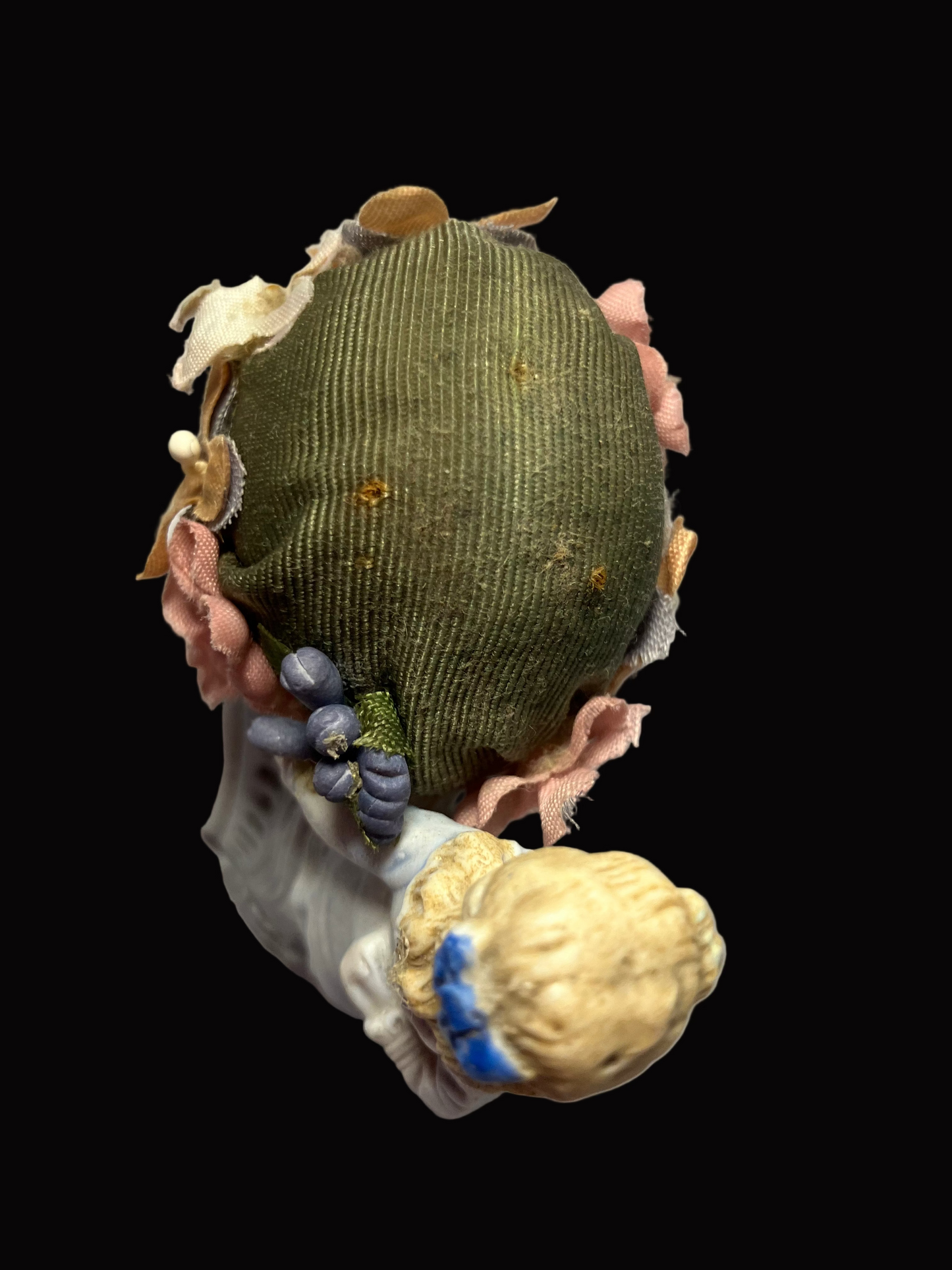 Antique Bisque Pincushion / Hatpin Holder