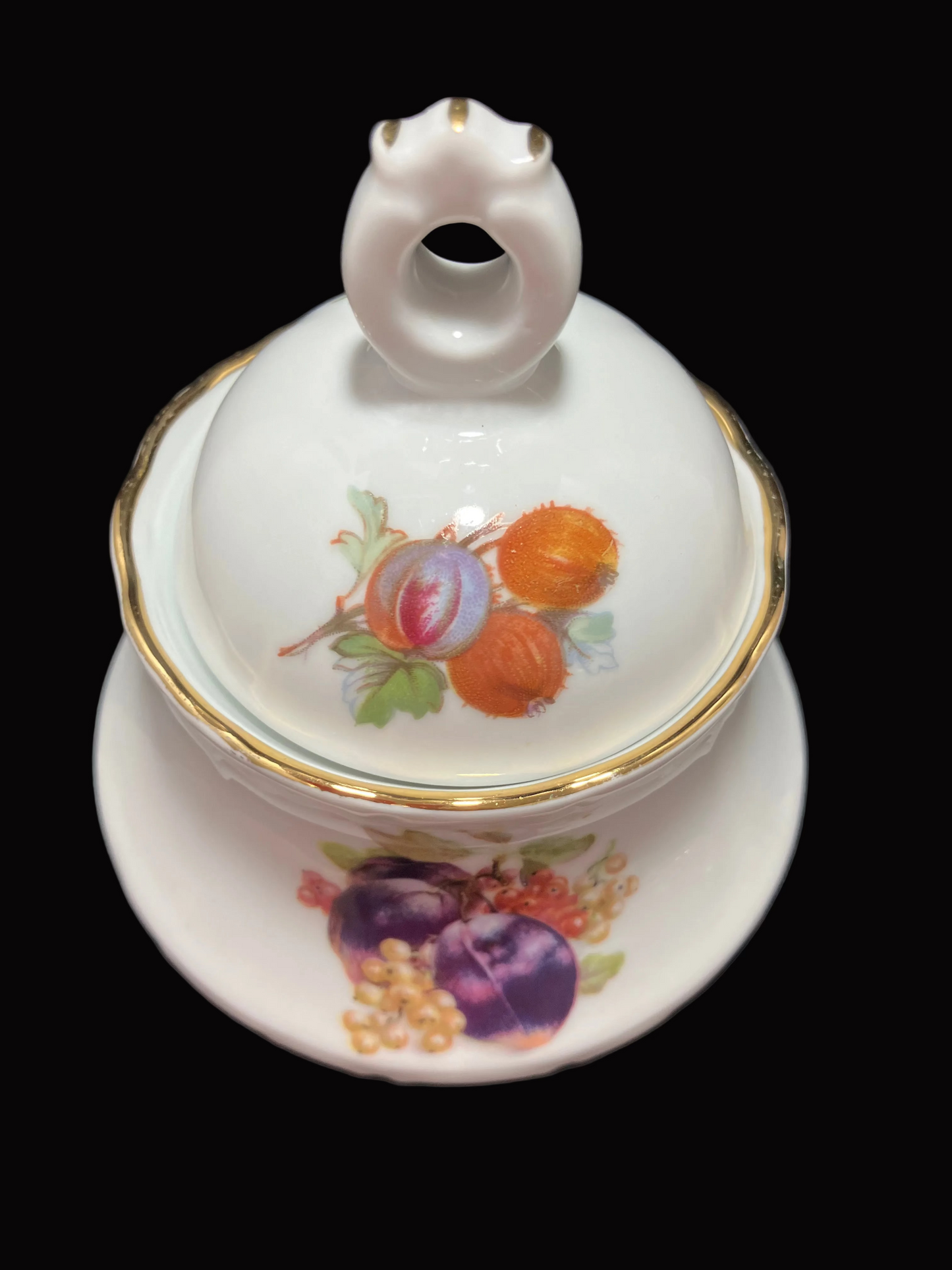 Vintage Schumann Arzberg Bavaria Sugar Bowl with Lid – Fruit Design