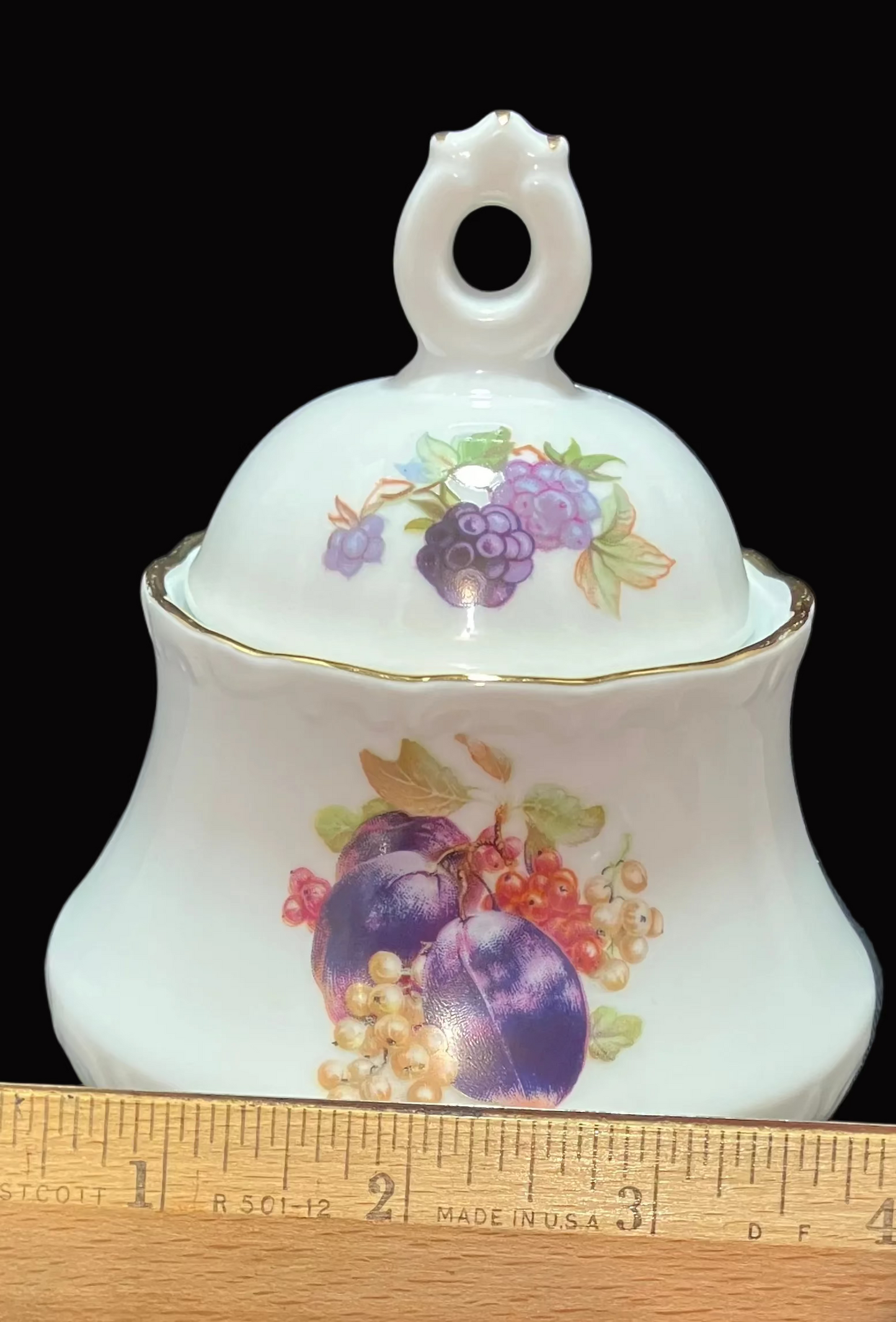 Vintage Schumann Arzberg Bavaria Sugar Bowl with Lid – Fruit Design