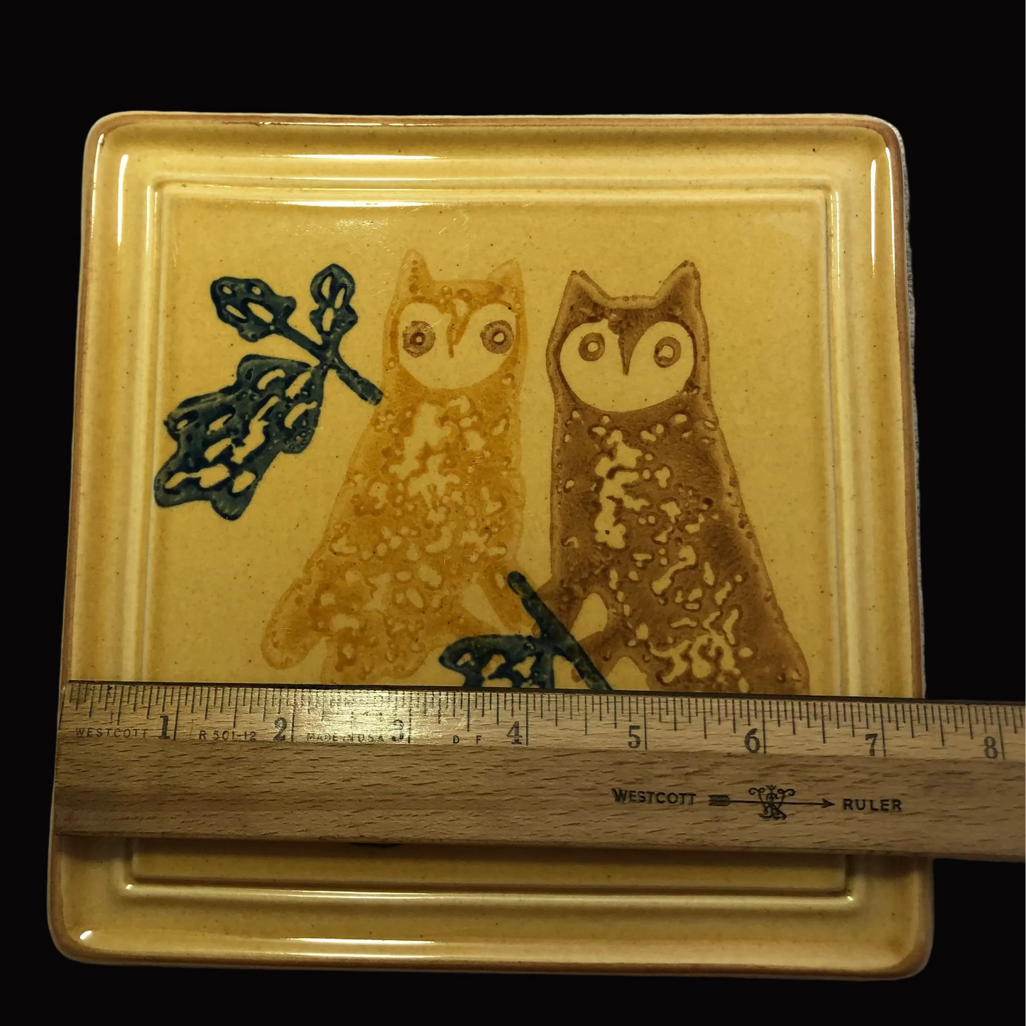 Vintage Pfaltzgraff Owl Trivet – American Museum Folk Art Collection – Stoneware Tile