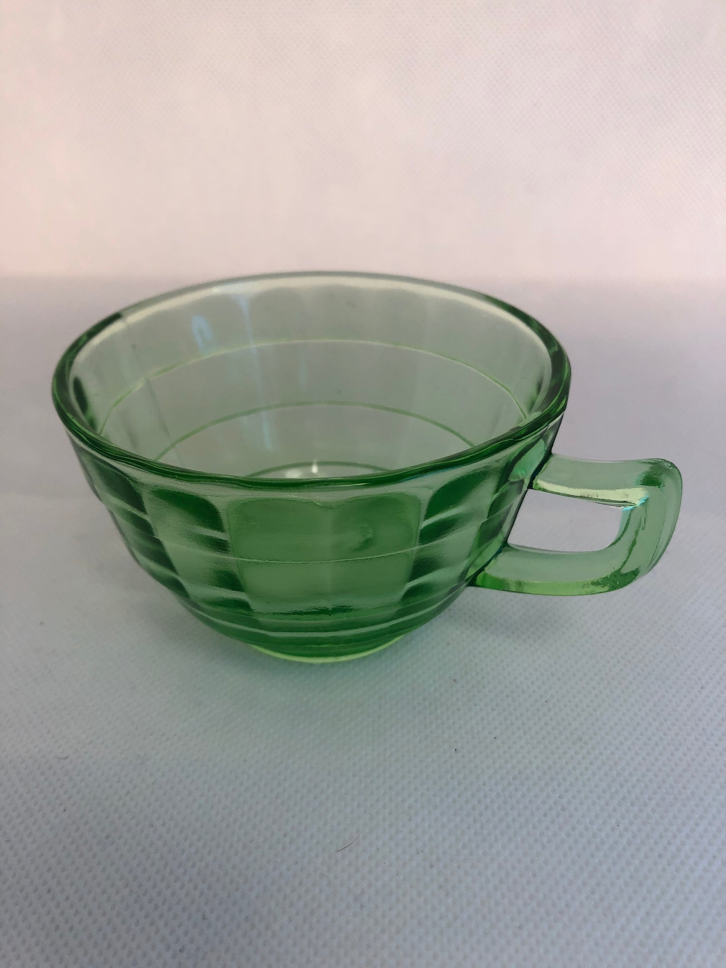 Vintage Green AH  Block Optic Uranium Glass Tea Cup