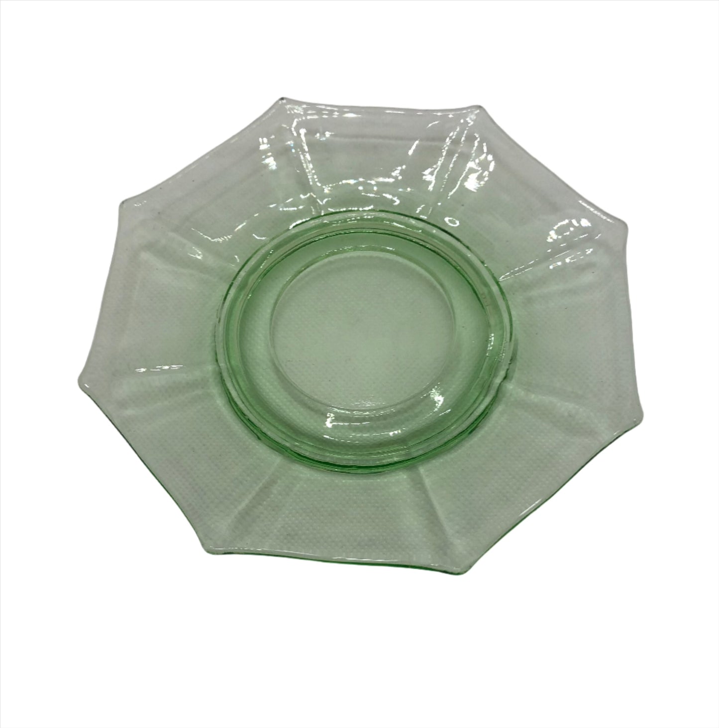 Egg Harbor Green Uranium Glass Tea Saucer