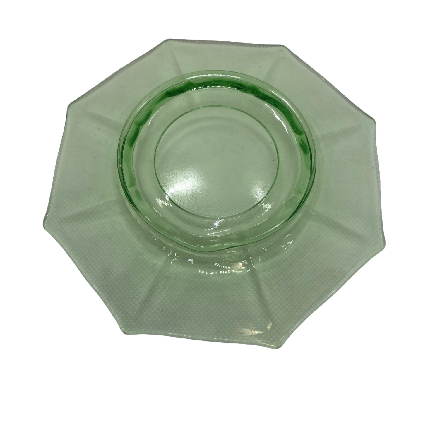 Egg Harbor Green Uranium Glass Tea Saucer