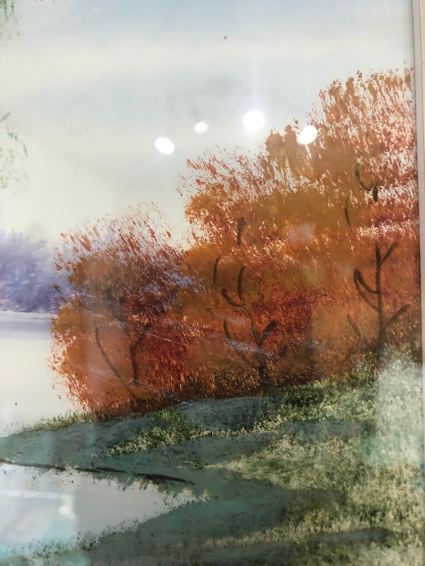 Vintage Framed Fall Landscape Painting Signed by Aronigie