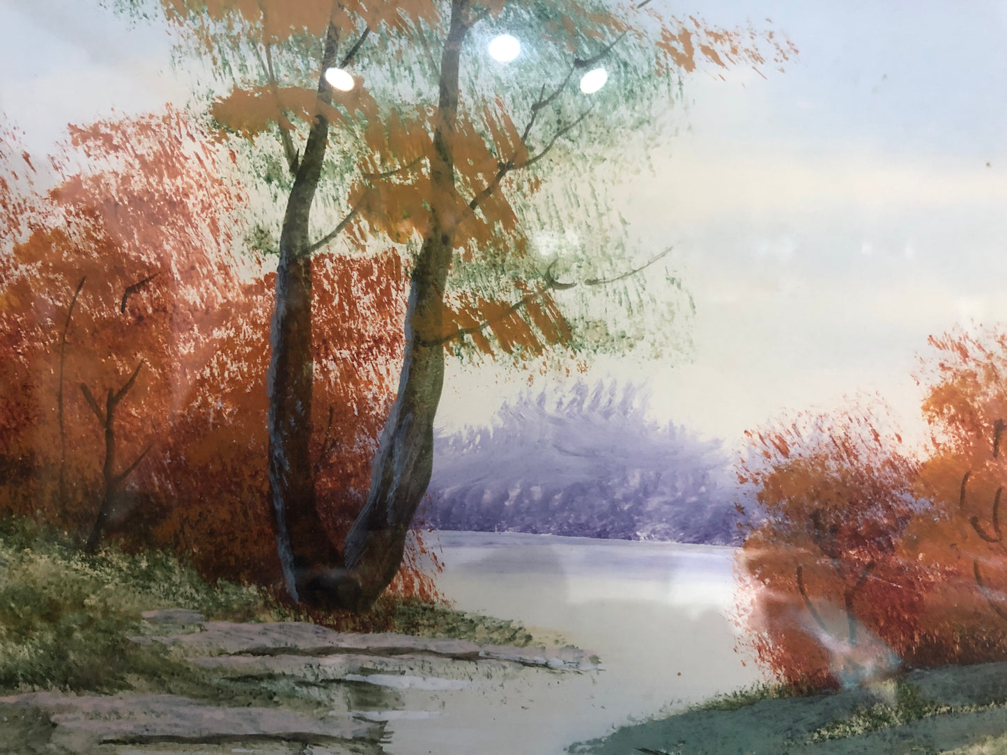 Vintage Framed Fall Landscape Painting Signed by Aronigie