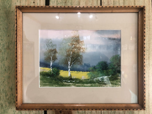 Vintage Framed Stormy Landscape Painting Signed by Aronigie