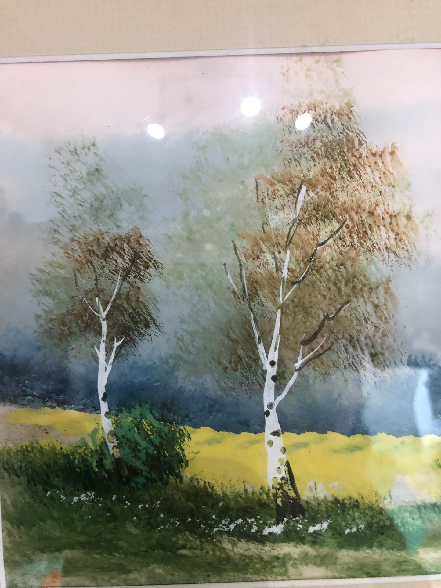Vintage Framed Stormy Landscape Painting Signed by Aronigie