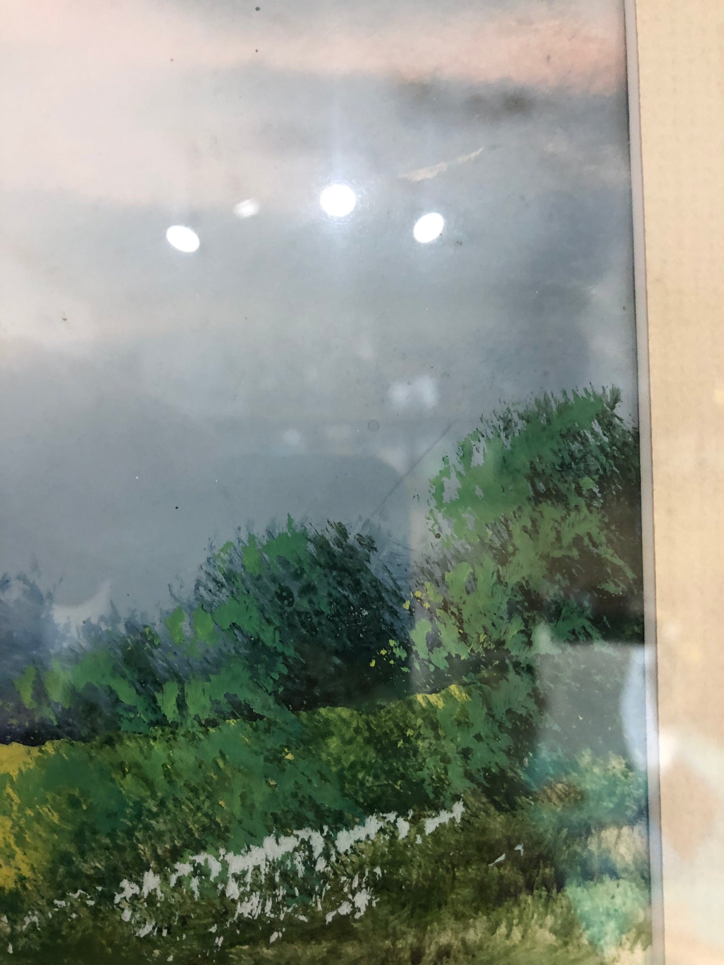 Vintage Framed Stormy Landscape Painting Signed by Aronigie