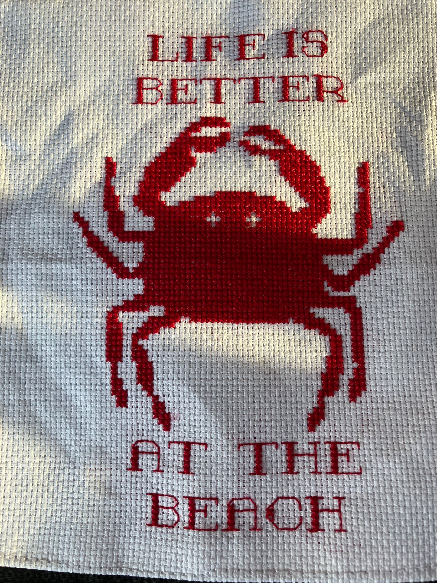 Tote Bag - Locally Made - Black and White, Beach Theme with Crab Design Pocket