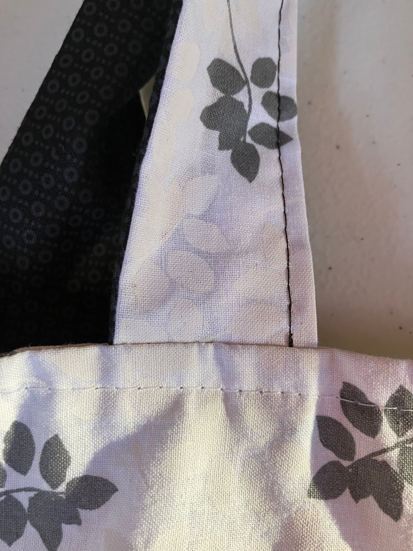 Tote Bag - Locally Made - Black and White, Beach Theme with Crab Design Pocket