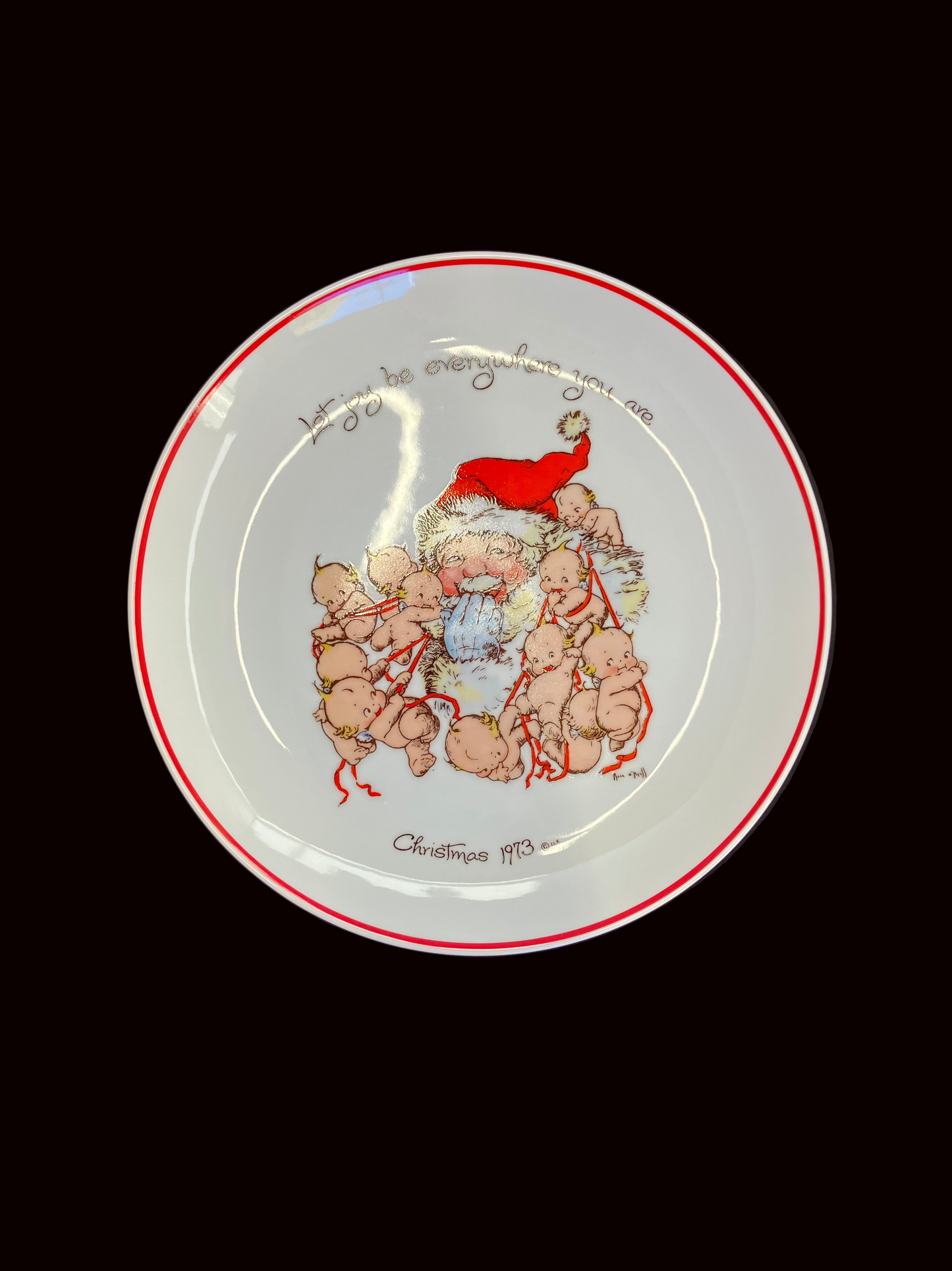 Mid Century Kewpie collector plate with santa 
