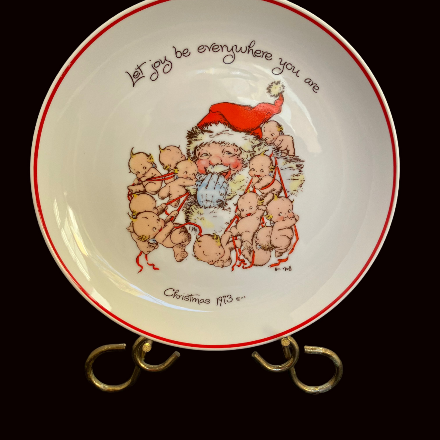 Mid Century Kewpie collector plate with santa  from 1973