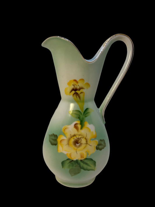 Mid Century Modern Pitcher with Yellow Roses