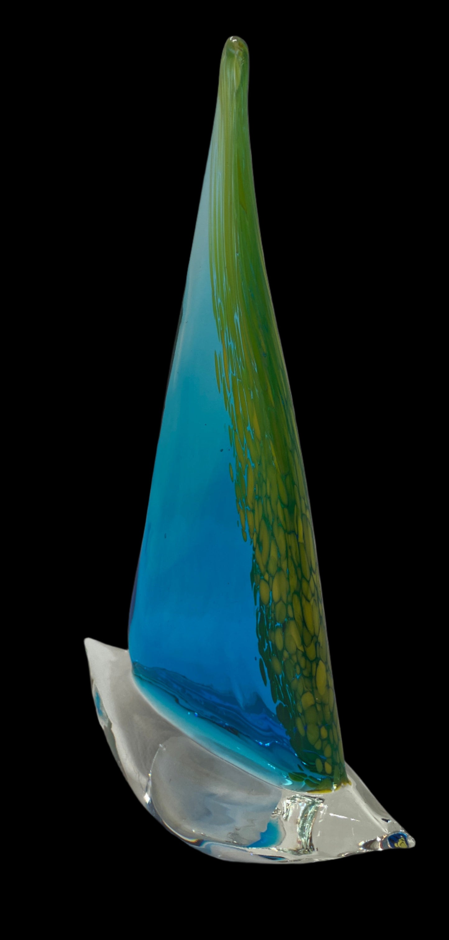 Mid Century Murano Style Glass Clear Sailboat