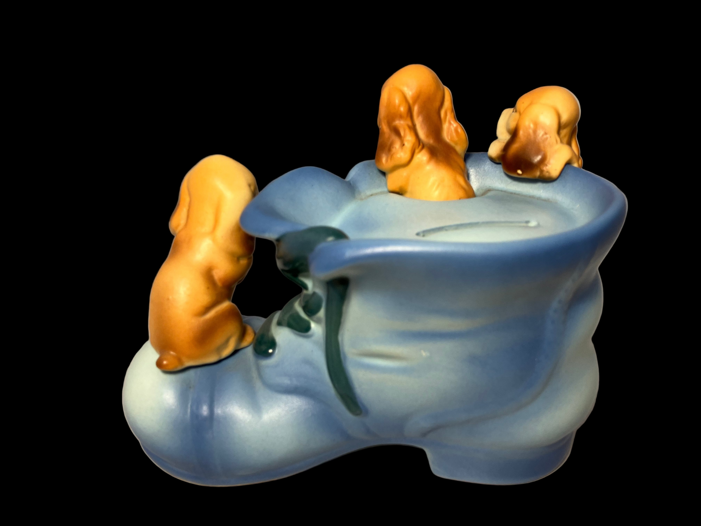 Mid Century ceramic puppies and shoe bank